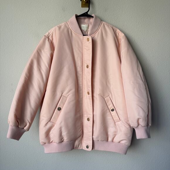 NWT NEW Sezane Richie Padded Bomber Jacket in Powder Pink EU 42 - Picture 2 of 9